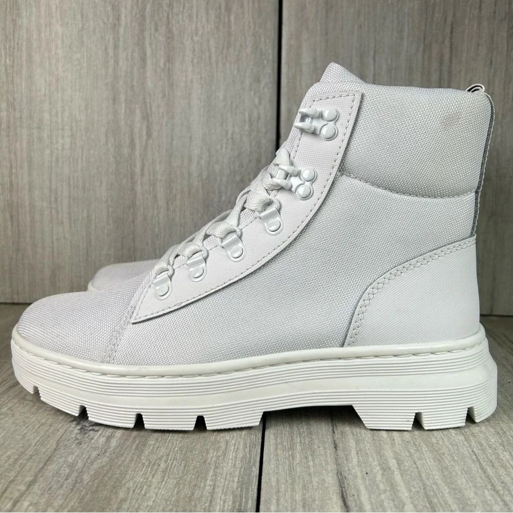 NEW Dr. Martens Docs Combs White Canvas Lace Up Combat Boot Shoes Women’s Size 9 - Picture 4 of 10